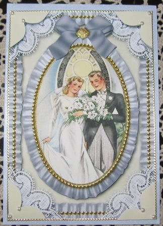 Wedding Couple Lace N Ruffles Card Front Step by Step by Wendy De Winter
