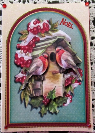 Arch card Christmas Robins by Wendy De Winter