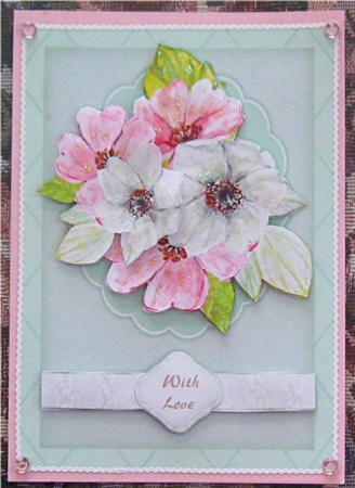 Pink Anemones on a Scalloped Mat by Wendy De Winter