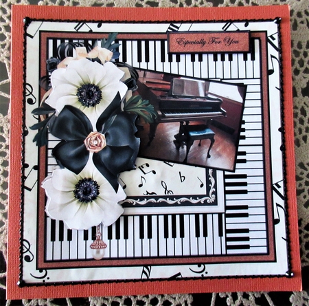 male card Music, Roses & Piano by Wendy De Winter