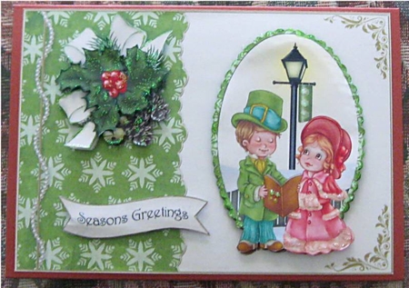 Carol Singers Card Front by Wendy De Winter
