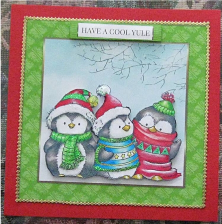Penguin Trio Card Topper by Wendy De Winter