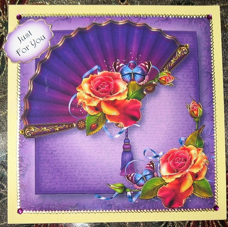 Beautiful Fan With Bright roses by Wendy De Winter