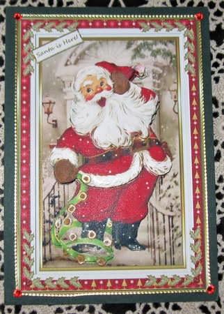 Santa is Here Christmas Vintage Topper by Wendy De Winter