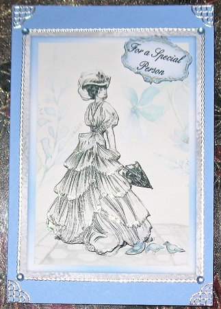 Victoriana - A5 card front with decoupage by Wendy De Winter