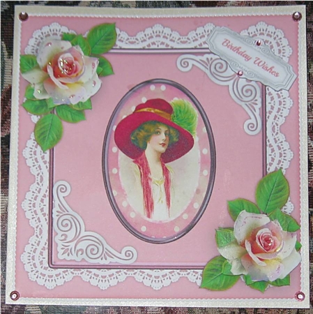 Vintage Lady with Pink Roses 3 by Wendy De Winter