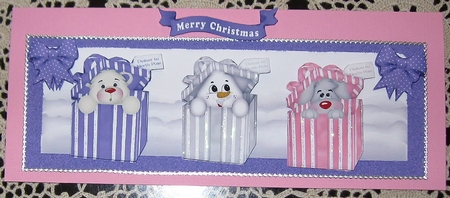 cute christmas  peek a boo boxes with purple spot bows DL by Wendy De Winter