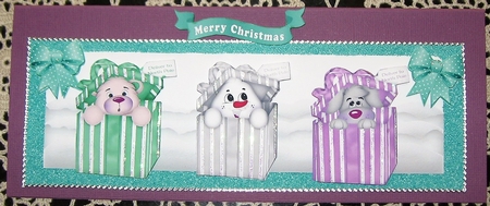 cute christmas  peek a boo boxes with turq spot bows DL by Wendy De Winter