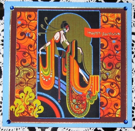 Art Deco Lady Any Occasion Quick Card Topper by Wendy De Winter