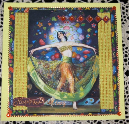 Art Deco Gypsy Dancer All Occasion Quick Card Topper by Wendy De Winter