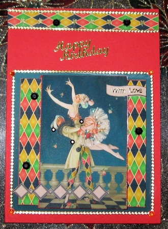 Art Deco Pierrot & Pierrette All Occasion Quick Card Topper by Wendy De Winter