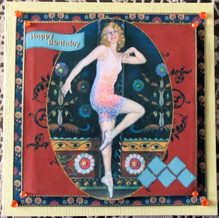 Art Deco Lady Ballet Dancer All Occasion Quick Card Topper by Wendy De Winter
