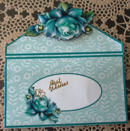 A Simple Rose Money/Voucher Wallet/Pocket/Envelope - Aqua by Wendy De Winter
