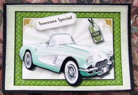 Its A Mans World ? , green Retro Car  by Wendy De Winter