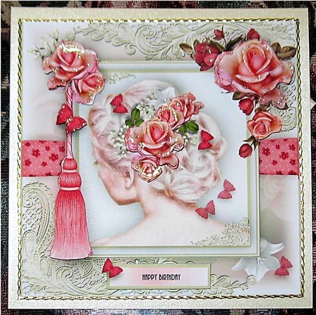 Flowers In Her Hair Card Front Kit by Wendy De Winter