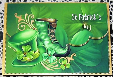 Leprechaun Hat and Boots Scalloped Edge Faux Envelope Card by Wendy De Winter