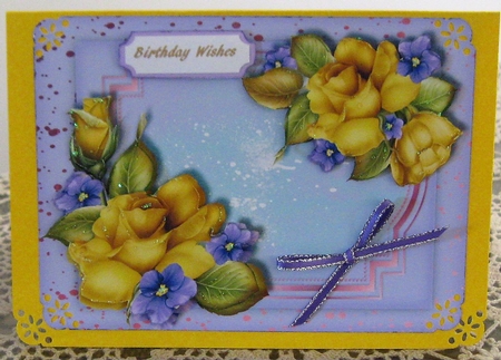 Yellow Roses and Violets  by Wendy De Winter