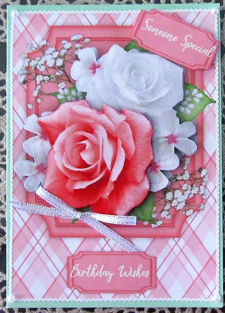 Pink    Roses and Babys Breath by Wendy De Winter