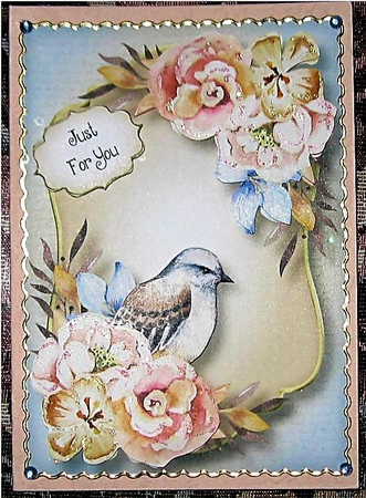 Beautiful Bird & Blooms - Blue & Brown A5 by Wendy De Winter