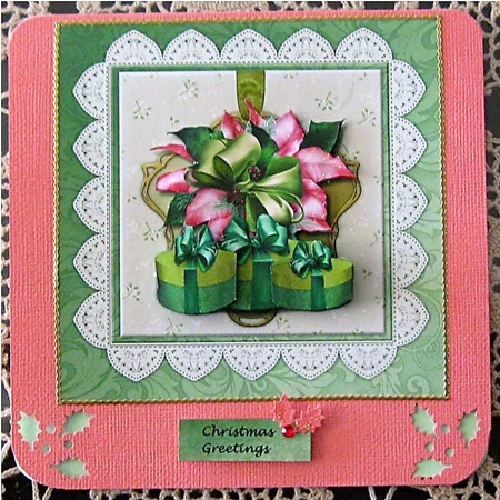 Classic  Pink poinsettias Christmas presents by Wendy De Winter