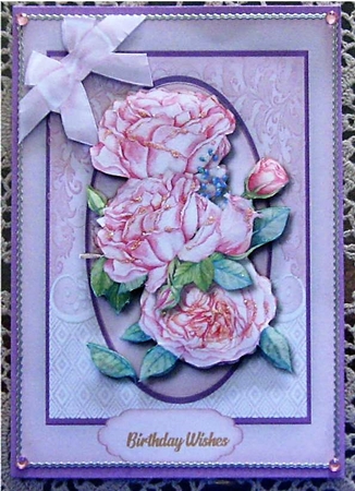 Beautiful Pink Roses and Corner Bow  by Wendy De Winter