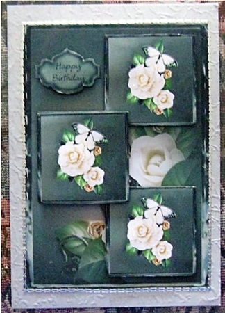White Roses And Butterflies Three Square Quick Card by Wendy De Winter
