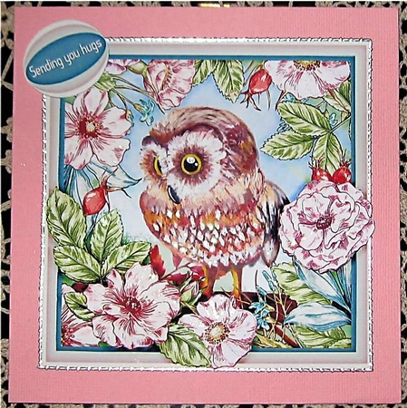 Vintage Shabby Owl Hugs 1475 by Wendy De Winter