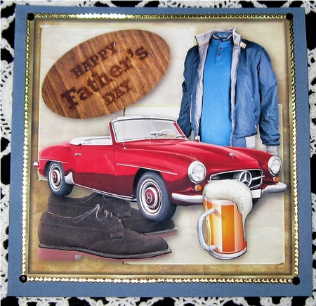 Fathers Day Happiness Card Topper  by Wendy De Winter