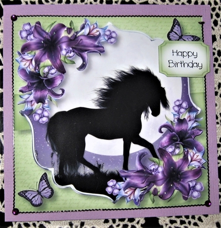 Purple Silhouette Moon - The Stallion by Wendy De Winter
