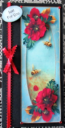 Lge DL Poppies & Bees by Wendy De Winter