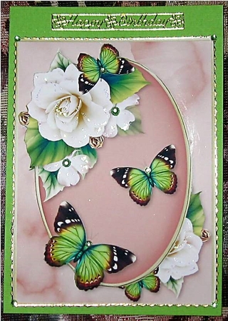 Opulent Green Butterfly Card and Topper 2 by Wendy De Winter