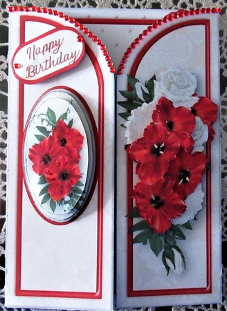 Red and Cream Posies - 5in x7in Gatefold Card Mini Kit by Wendy De Winter