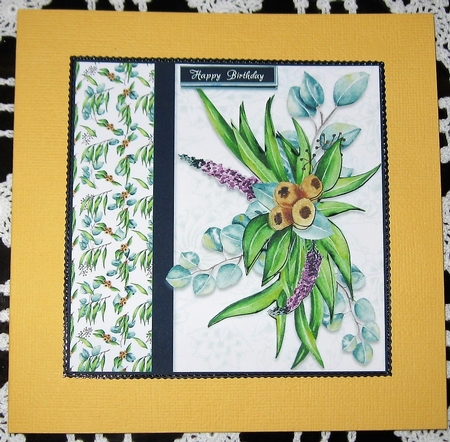 Australian Blue Gum Floral Side Panel Card Topper- Design 5 by Wendy De Winter