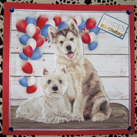 Happy Birthday Cute Puppies Balloons by Wendy De Winter
