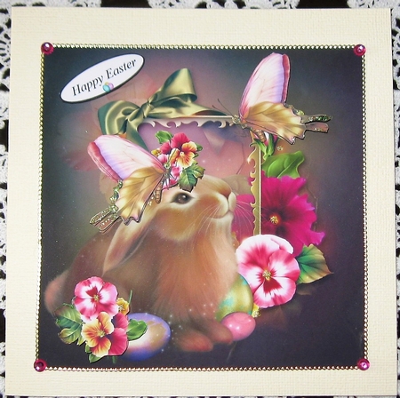 Pansy Butterfly Bunny Topper with Decoupage by Wendy De Winter