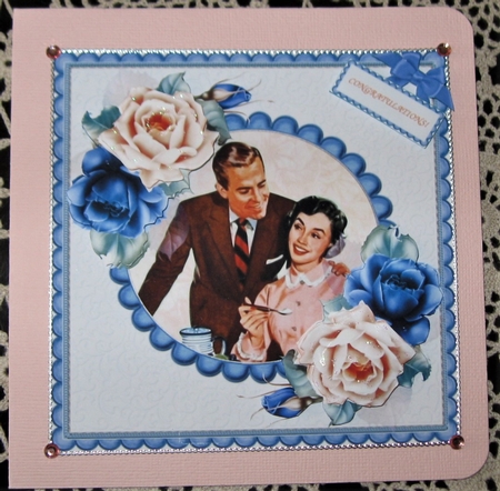 The Retro Couple and Blue and Peach roses by Wendy De Winter