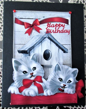 Vintage Kittens Red Bow by Wendy De Winter