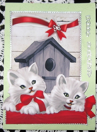 Vintage Kittens Red Bow 2  by Wendy De Winter