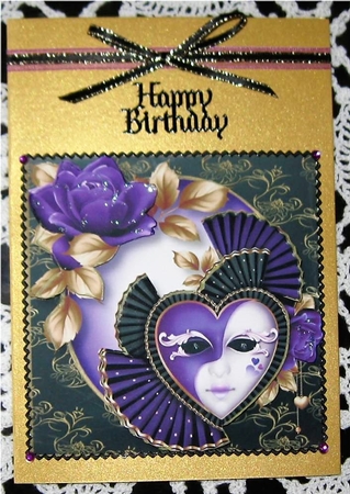 Masked Valentine - Purple Roses 8x8 by Wendy De Winter