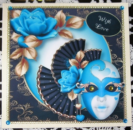 Masked Valentine - Blue Roses 8x8 by Wendy De Winter