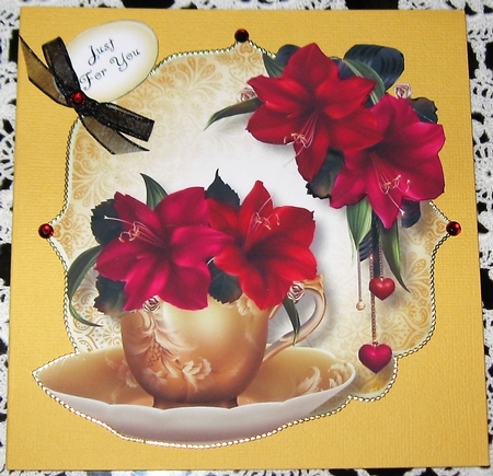 Teacup & Saucer - Red & Hot Pink Lilies by Wendy De Winter