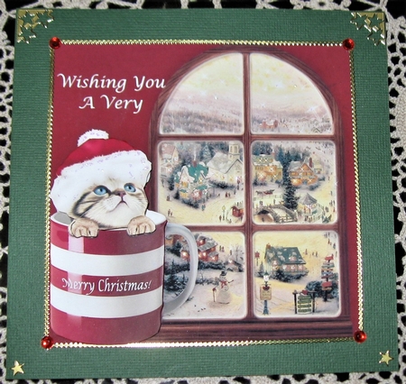 Tabby Christmas Kitten Cat In A Mug by Wendy De Winter