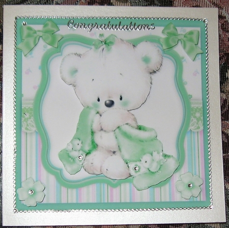 Sage Baby Bear with his Blanket by Wendy De Winter