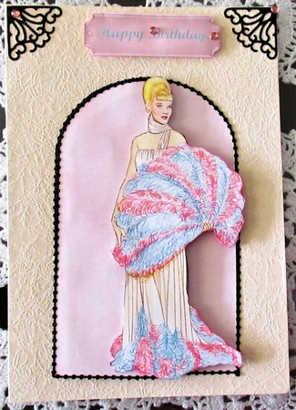 Feather Delight Lady Shaped Card by Wendy De Winter