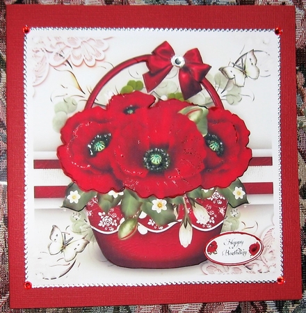 Scarlet Color Basket of Flowers Mini Kit by Wendy De Winter
