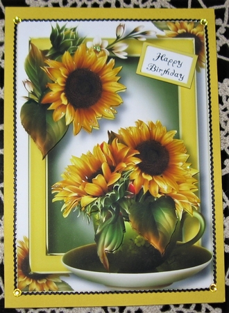 Teacup, Saucer & Flowers - Sunflowers A5 by Wendy De Winter