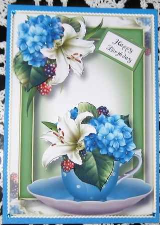 Teacup, Saucer & Flowers - Hydrangea & Lily A5 by Wendy De Winter