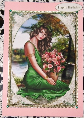 Waiting at the Stream 5x7 Topper with Decoupage by Wendy De Winter