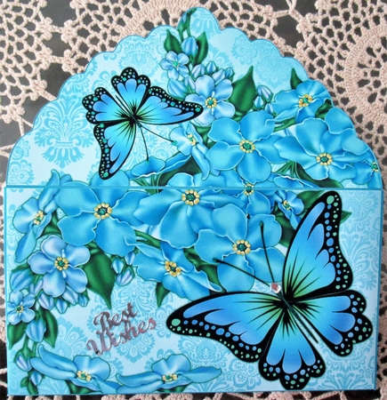 Forget me not teal butterfly gift money wallet by Wendy De Winter