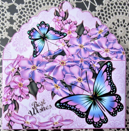 Forget me not pink butterfly gift money wallet by Wendy De Winter